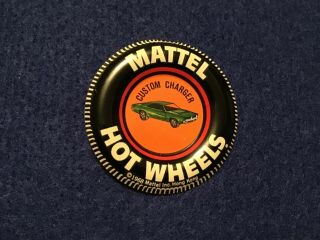 Vintage Mattel Hot Wheels Redline Era 1968 Custom Charger Button Badge With Tab