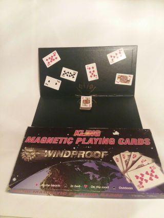Vtg Kling Steel Magnetic Playing Cards Game Windproof Beach Picnic Outdoor 100