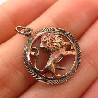 925 Sterling Silver Gold Plated Vintage Lion / Leo Zodiac Sign Charm Pendant