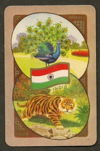 Vintage Coles Swap Card Olympic Native Bird & Animal India Peacock Tiger