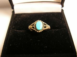 Ornate Vintage Toe Or Pinky Ring Marked Sterling Silver.  925 W/turquoise Stone