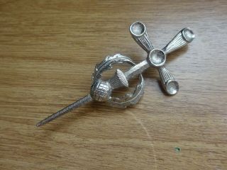 Fab Vintage Scottish Sword With Thistle Brooch