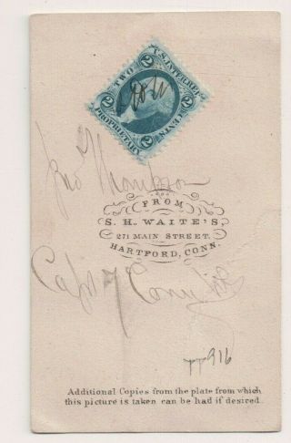 Vintage CDV Captain J.  Thompson of Connecticut Civil War Era Tax Stamp Waite Ph 2