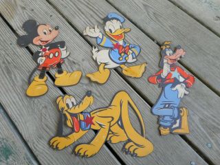 Vintage Mickey Mouse,  Donald Duck,  Pluto,  & Goofy Cardboard Hangings
