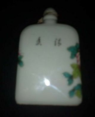 Vintage Chinese flower & Bird hand painted trinket snuff perfume bottle. 2