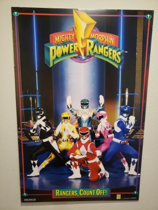 Vintage Power Rangers Poster 1993 Tv Show Advertisement Saban Rangers Count Off