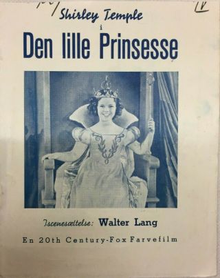 The Little Princess Shirley Temple Anita Louise 1939 Vtg Danish Movie Program