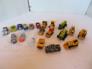 19 Vintage Galoob Micro Machines Construction Vehicles And Cars