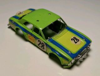 Vintage Aurora Afx Rallye Ford Escort Lime/blue 28 Ho Scale Slot Car Body Only