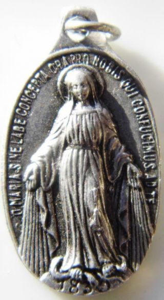 Rare Design Vintage Miraculous Holy Medal Catholic Prayer Bvm Mary High Relief