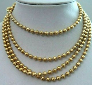 Stunning Vintage Estate Gold Tone Metal Bead Opera Length 60 " Necklace G744z