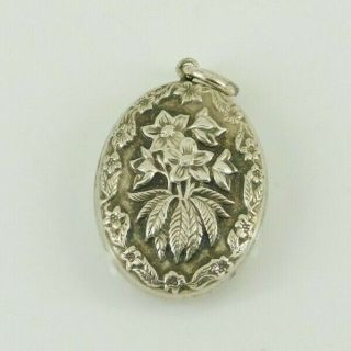 Vintage Sterling Silver Floral Double Sided Pendant