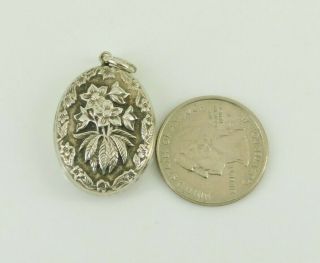 Vintage Sterling Silver Floral Double Sided Pendant 2
