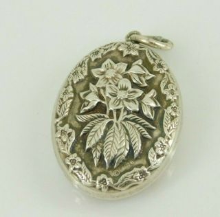 Vintage Sterling Silver Floral Double Sided Pendant 4