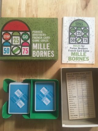 1962 Vintage Parker Brothers Mille Bornes French Card Game Complete