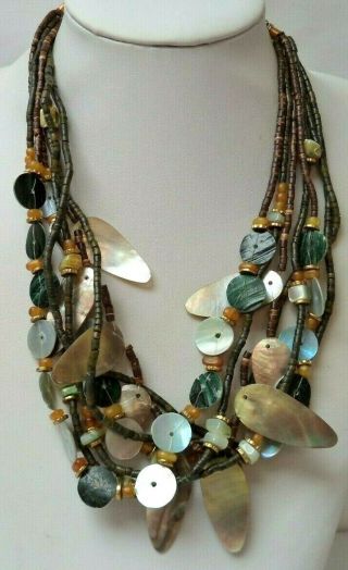 Stunning Vintage Estate Mother Of Pearl Assorted Bead 21.  5 " Necklace 2346y