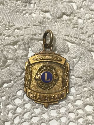 Vintage Lions Club Chairman Medallion Badge Gold Tone
