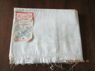 Vintage Pillow Tubing Stamped For Embroidery & Crochet Trim Irises