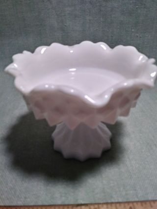 Vintage Westmoreland Sawtooth Milk Glass Candy,  Compote Pedestal Dish