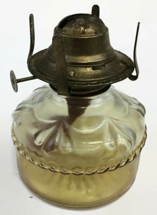 Vintage Eagle Brand Clear Glass Kerosene Oil Lamp Base Complete Brass Burner Usa