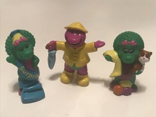 3 Vintage Barney The Dinosaur Baby Bop Figures Cake Toppers Playset Replacement