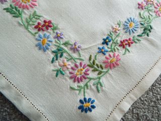 Old/vintage Cream Tray Cloth Embroidered With Flower Border