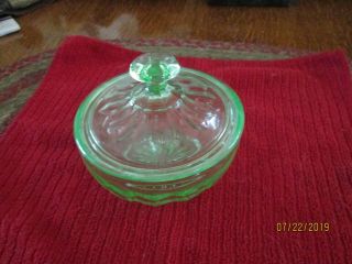 Vintage Green Glass Candy Dish With Lid