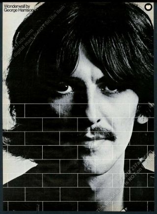 1968 George Harrison Big Photo Wonderwall Music Release Vintage Trade Print Ad