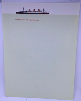 Cunard Line Rms Queen Mary 10 Sheets Vintage Color Writing Paper 6 " X8 "