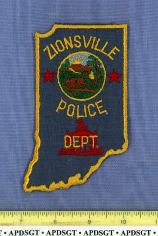 Zionsville (old Vintage) Indiana Sheriff Police Patch State Shape Cheesecloth