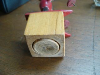 Vintage Wooden Jointed Skier Push Button Spring Finger Puppet Toy 3