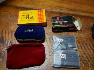 Vintage Solid Fuel Red Felt Hand / Pocket Warmer W/ Fuel Sticks Japan Purple