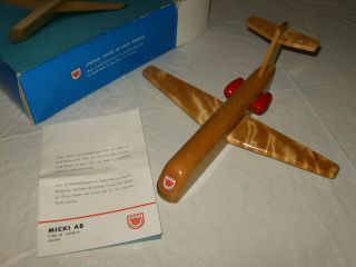 Vintage Gemla Sweden Solid Birch - Wood Toy Airplane