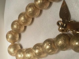 Vintage Whiting and Davis Co.  Engraved Gold Ball Necklace 4
