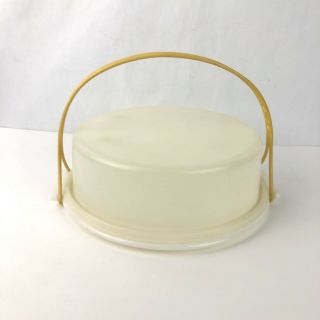 Vintage Tupperware 10” Pie Cake Carrier Sheer White Made In Usa 719 - 2 720 - 2