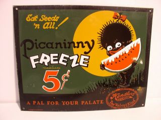 Vintage Picaninny Freeze Hendlers Ice Cream Tin Sign