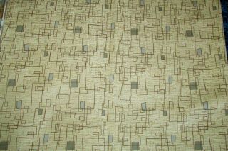 Vintage Mid Century Modern Atomic Fabric Brown Blue/gray Upholstery