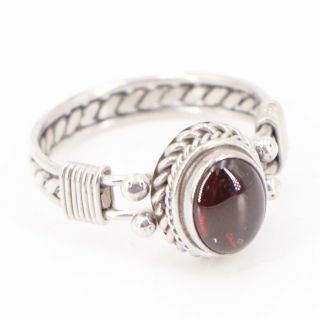 Vtg Sterling Silver - Bali Braided Rope Tourmaline Stone Ring Size 7.  25 - 3.  5g
