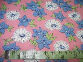 Vintage Feed Sack: Blue And White Flowers On Pink