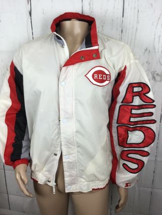 Vintage Cincinnati REDS Jacket Windbreaker STARTER Retro 90s Spell Out Men Sz L 2