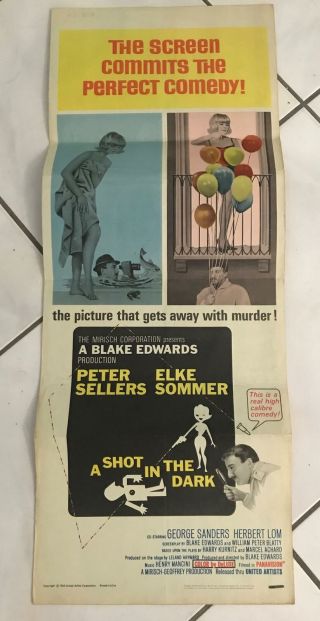 Vtg A Shot In The Dark 1964 Movie Advertising Poster 36”x14”
