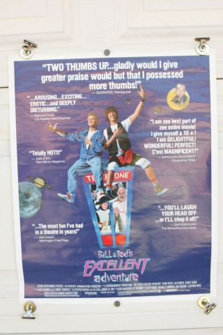 Vtg Bill And Teds Adventure Promo Poster 1989 Orion Keanu Reeves Movie