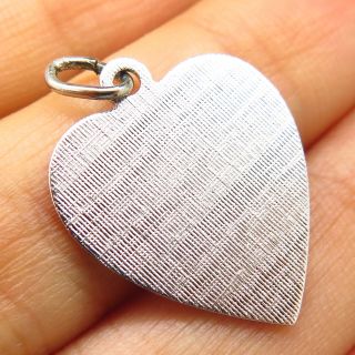 Vtg Signed 925 Sterling Silver Textured Design Heart Charm Pendant