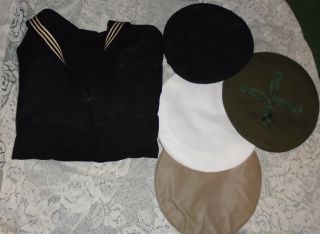 Vintage Wool Naval Navy Uniform Top And Hat W/ 3 Hat Protectors