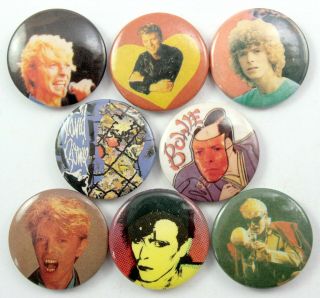 David Bowie Button Badges 8 X Vintage David Bowie Pin Badges