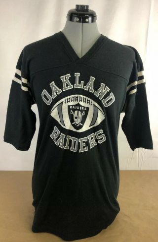 Vintage Oakland Raiders 3/4 Sleeve Top Size Xl Made In Usa Nfl Football (b3)