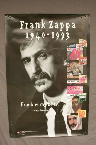 Vtg Frank Zappa 1940 - 1993 Ryko Promo Poster Rykodisc Mothers Of Invention Prog