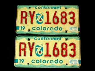 Vintage 1976 Colorado Centennial License Plate With 76 Emblem Ry - 1683