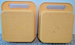 Vtg Tupperware Abc Yellow Plastic Pencil Crayon Child Lunch Box (2 Available)