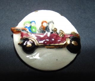 Vintage Large Studio Automobile/car Ceramic/pottery Button 2202